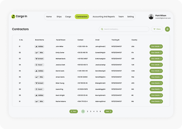 Cargo In Contractors Dashboard Project